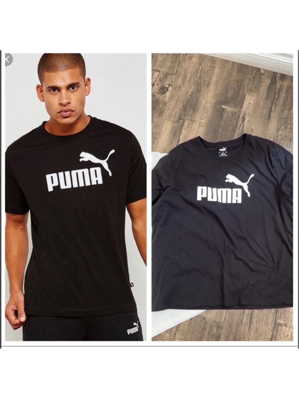 Puma Black Short Sleeve Tee with White PUMA Logo